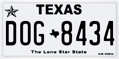 TX license plate DOG8434