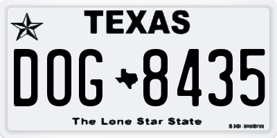 TX license plate DOG8435