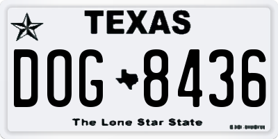 TX license plate DOG8436