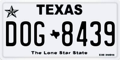 TX license plate DOG8439