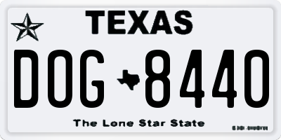 TX license plate DOG8440