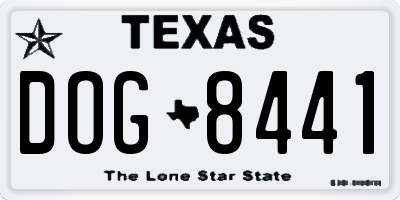 TX license plate DOG8441