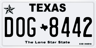 TX license plate DOG8442