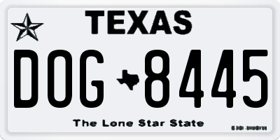 TX license plate DOG8445