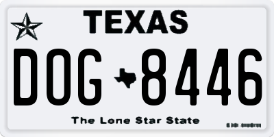 TX license plate DOG8446