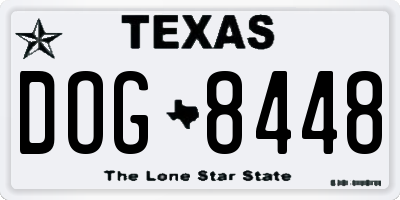 TX license plate DOG8448