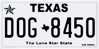 TX license plate DOG8450
