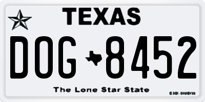 TX license plate DOG8452