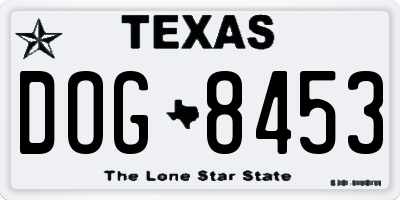 TX license plate DOG8453