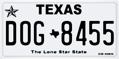 TX license plate DOG8455