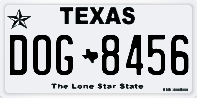 TX license plate DOG8456