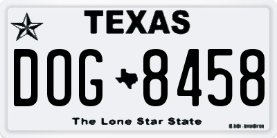 TX license plate DOG8458