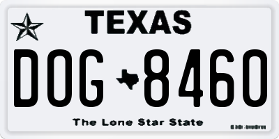 TX license plate DOG8460