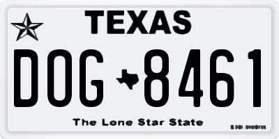 TX license plate DOG8461