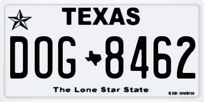 TX license plate DOG8462