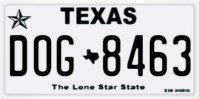TX license plate DOG8463