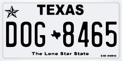 TX license plate DOG8465