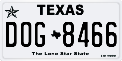 TX license plate DOG8466