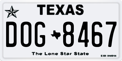 TX license plate DOG8467