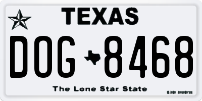 TX license plate DOG8468