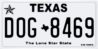 TX license plate DOG8469