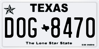 TX license plate DOG8470