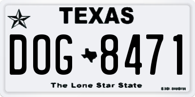 TX license plate DOG8471