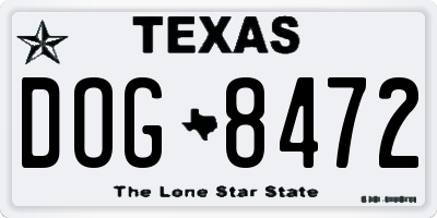 TX license plate DOG8472