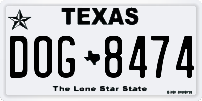 TX license plate DOG8474