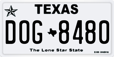TX license plate DOG8480