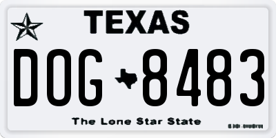 TX license plate DOG8483