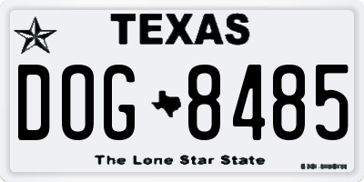 TX license plate DOG8485