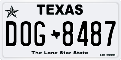 TX license plate DOG8487