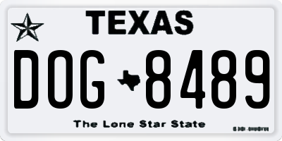 TX license plate DOG8489