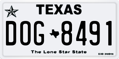 TX license plate DOG8491