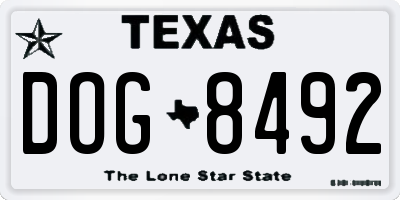 TX license plate DOG8492
