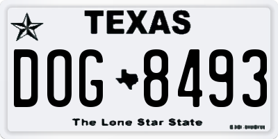 TX license plate DOG8493