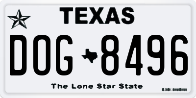 TX license plate DOG8496