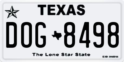 TX license plate DOG8498
