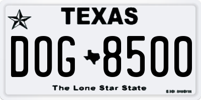 TX license plate DOG8500