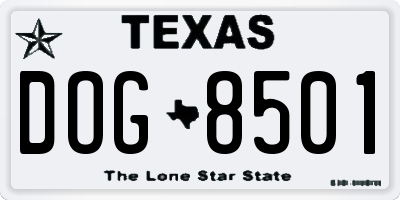 TX license plate DOG8501