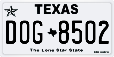 TX license plate DOG8502