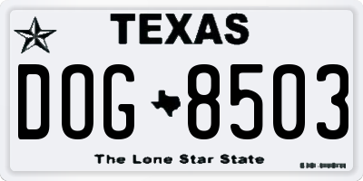 TX license plate DOG8503