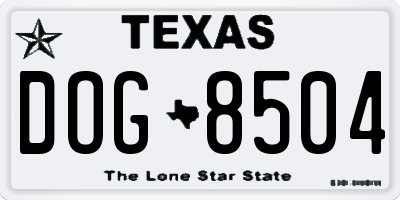 TX license plate DOG8504