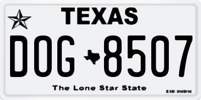 TX license plate DOG8507