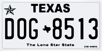 TX license plate DOG8513
