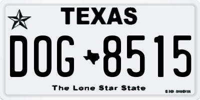 TX license plate DOG8515