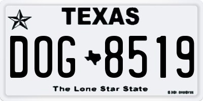 TX license plate DOG8519