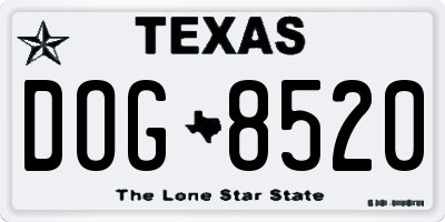 TX license plate DOG8520