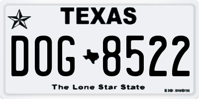 TX license plate DOG8522